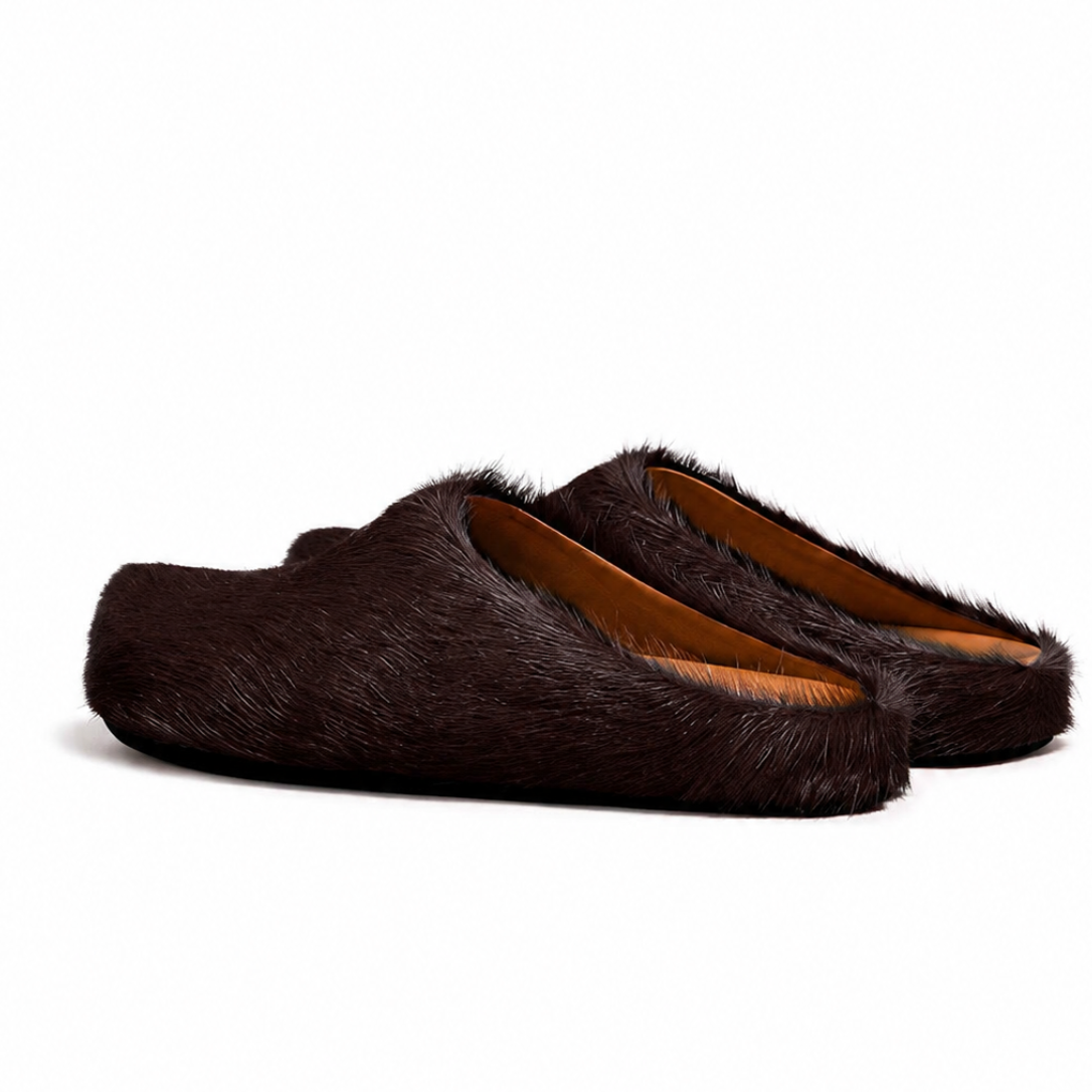 Marni Long Hair Calfskin Fussbett Slippers