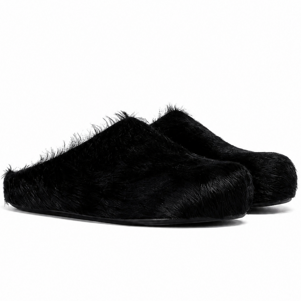 Marni Long Hair Calfskin Fussbett Slippers