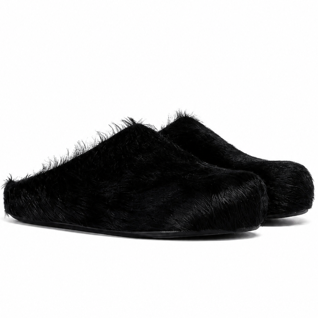 Marni Long Hair Calfskin Fussbett Slippers