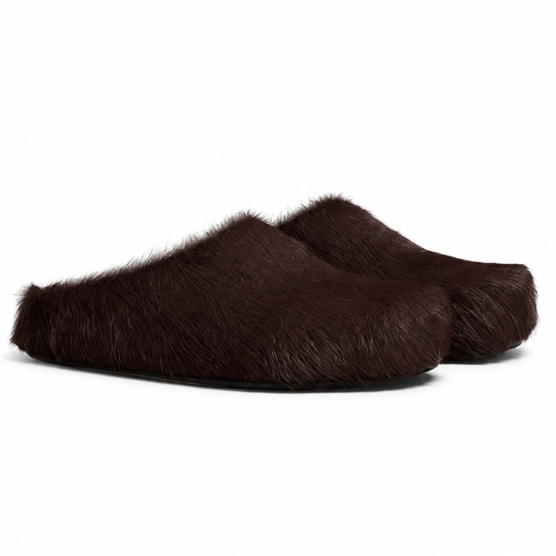 Marni Long Hair Calfskin Fussbett Slippers