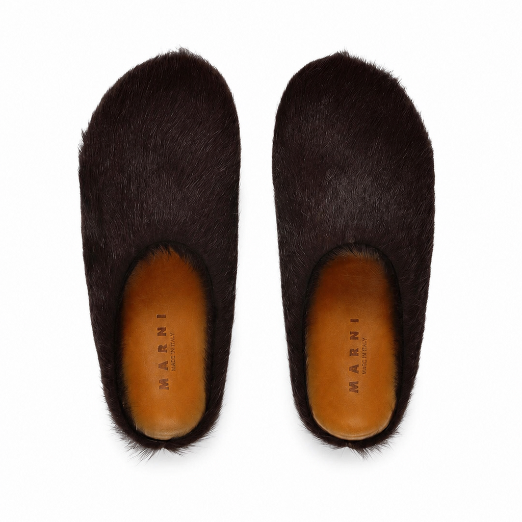 Marni Long Hair Calfskin Fussbett Slippers