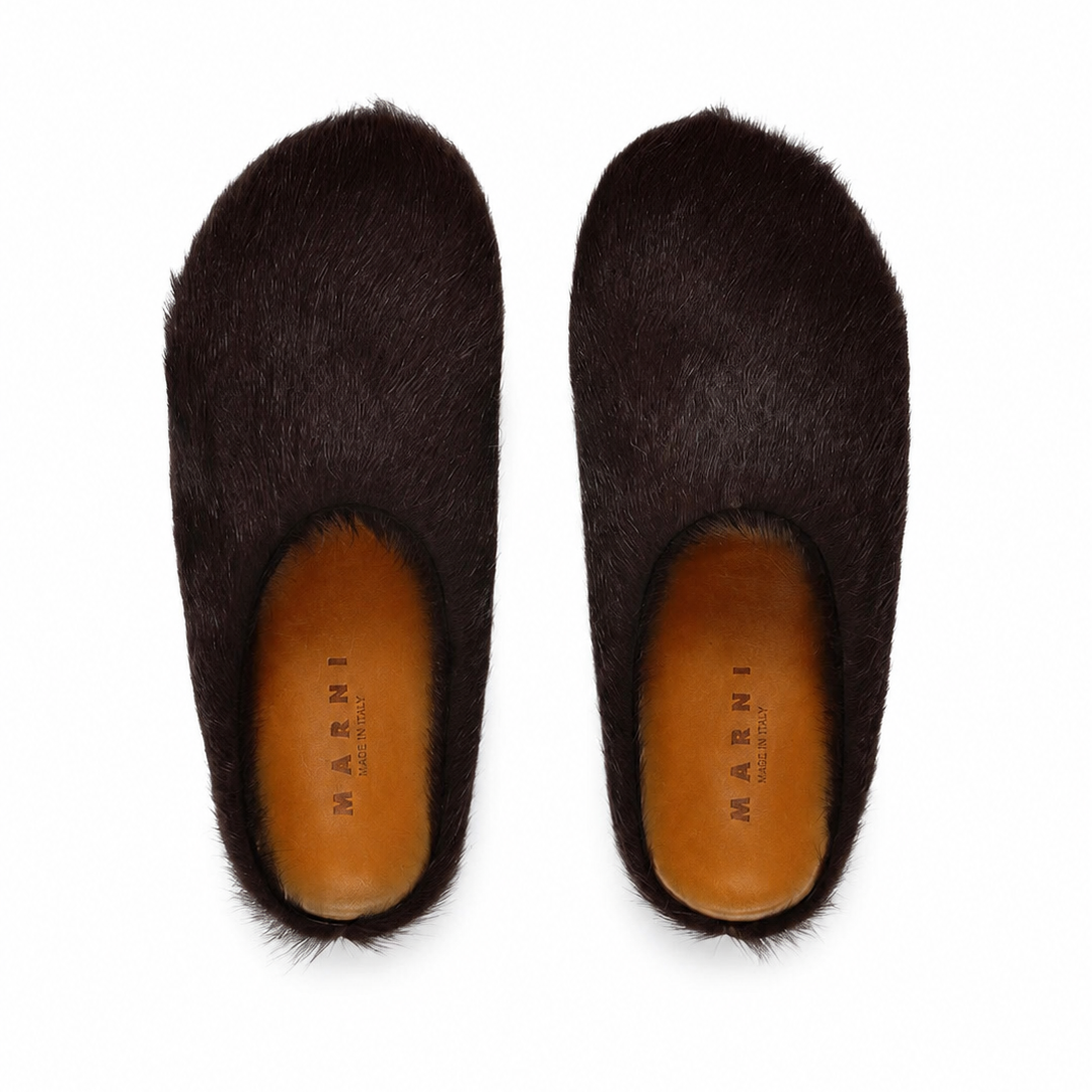 Marni Long Hair Calfskin Fussbett Slippers