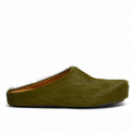 Marni Long Hair Calfskin Fussbett Slippers Green
