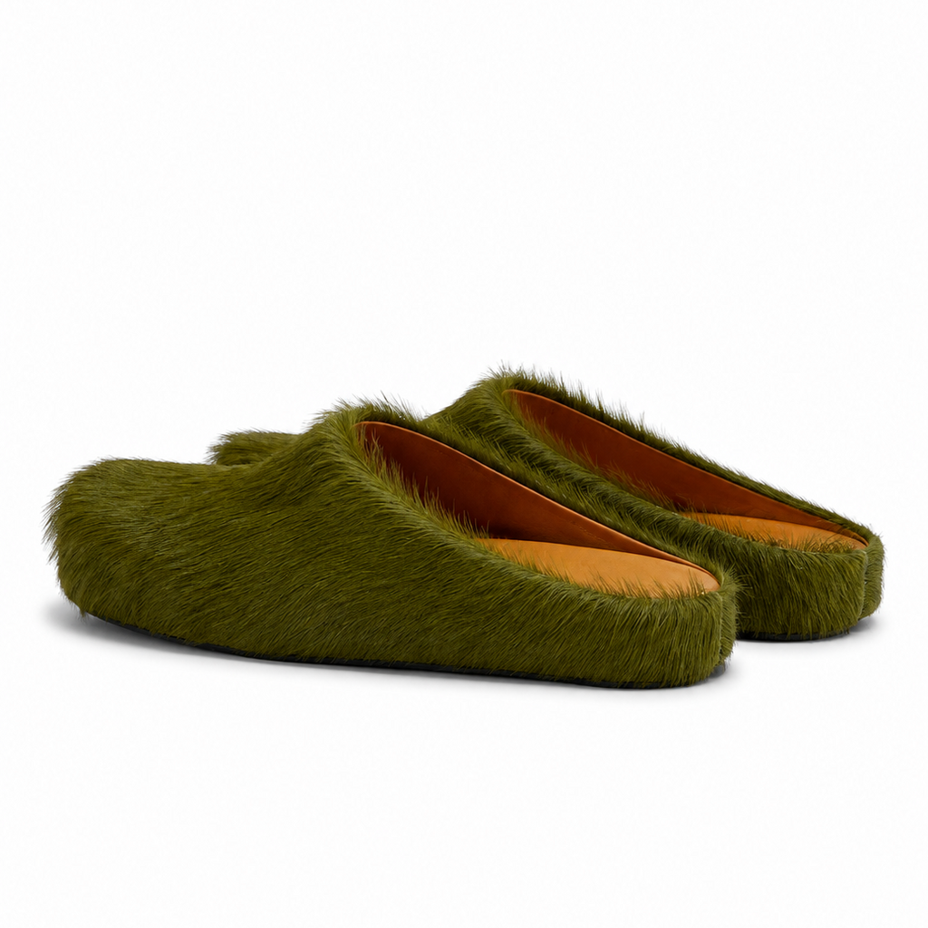 Marni Long Hair Calfskin Fussbett Slippers