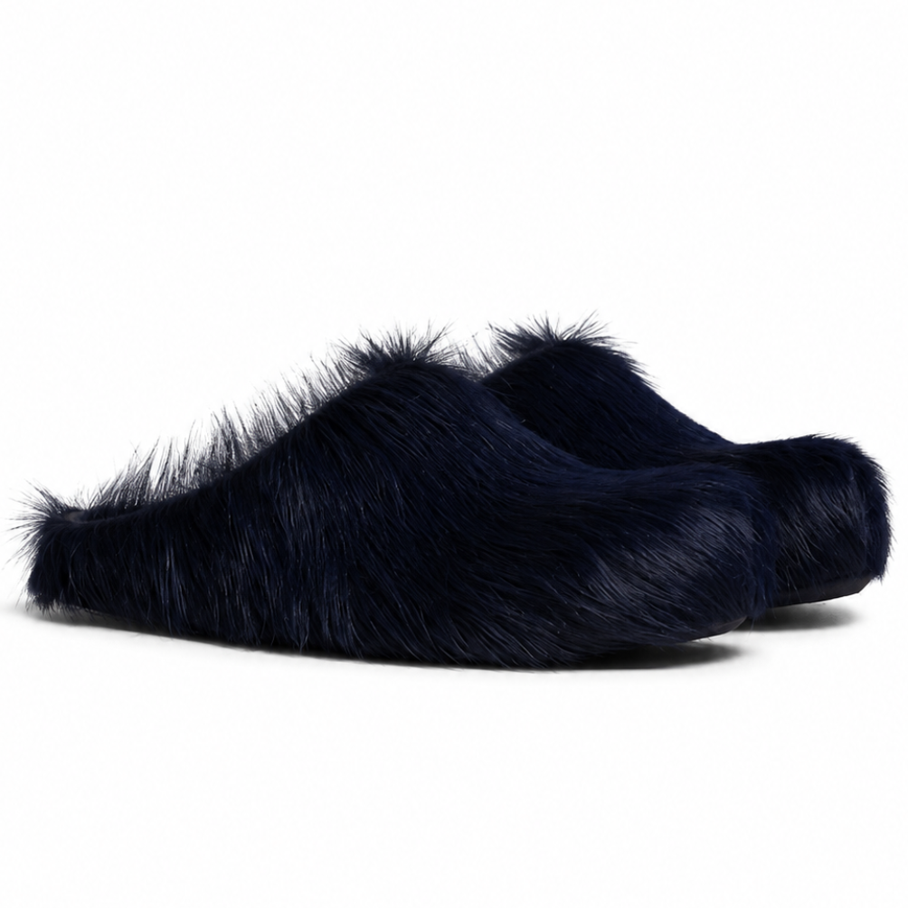 Marni Long Hair Calfskin Fussbett Slippers
