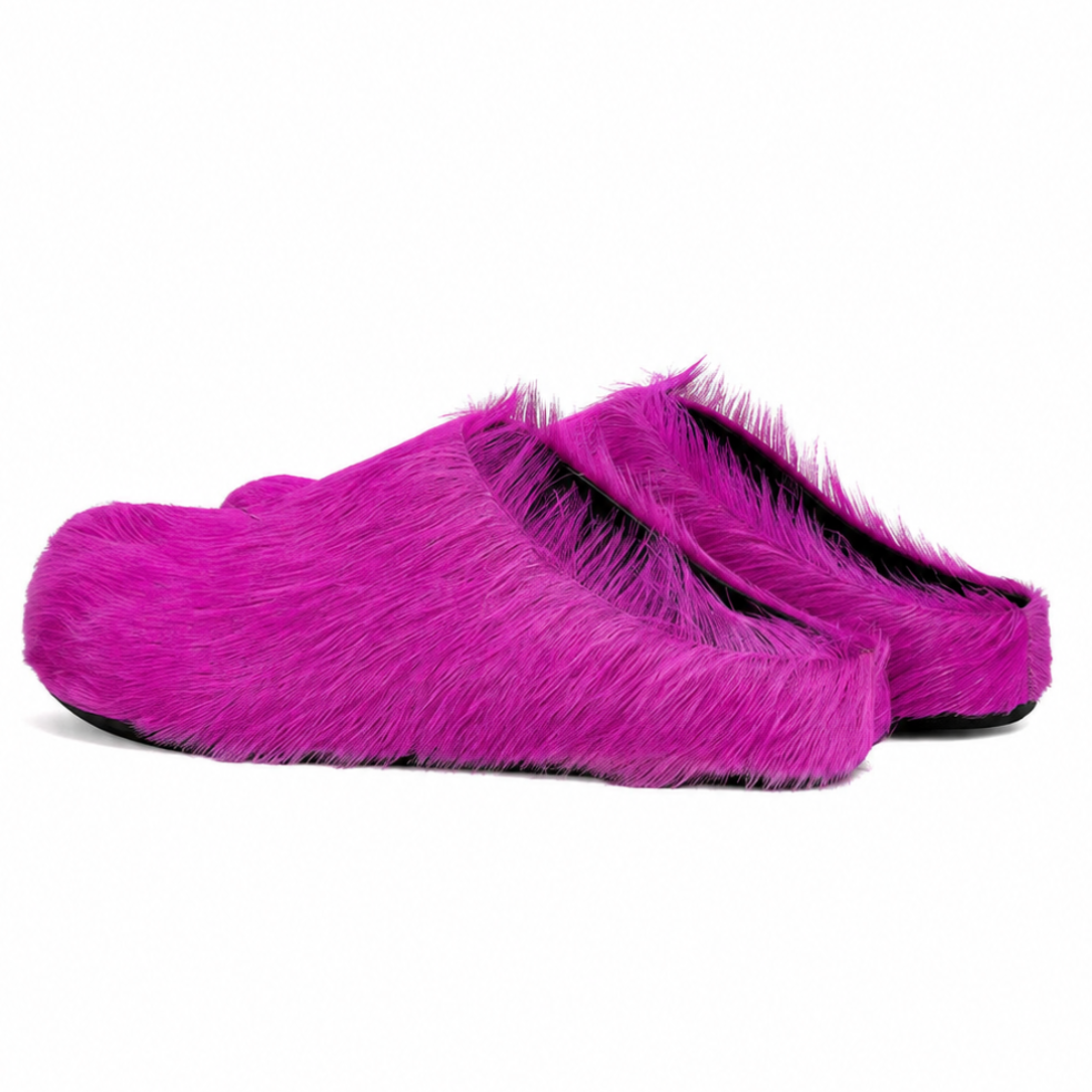 Marni Long Hair Calfskin Fussbett Slippers