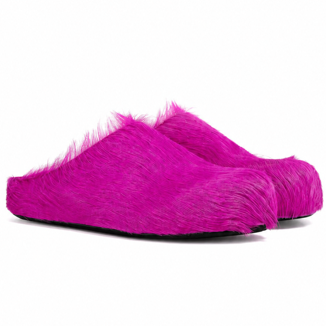 Marni Long Hair Calfskin Fussbett Slippers