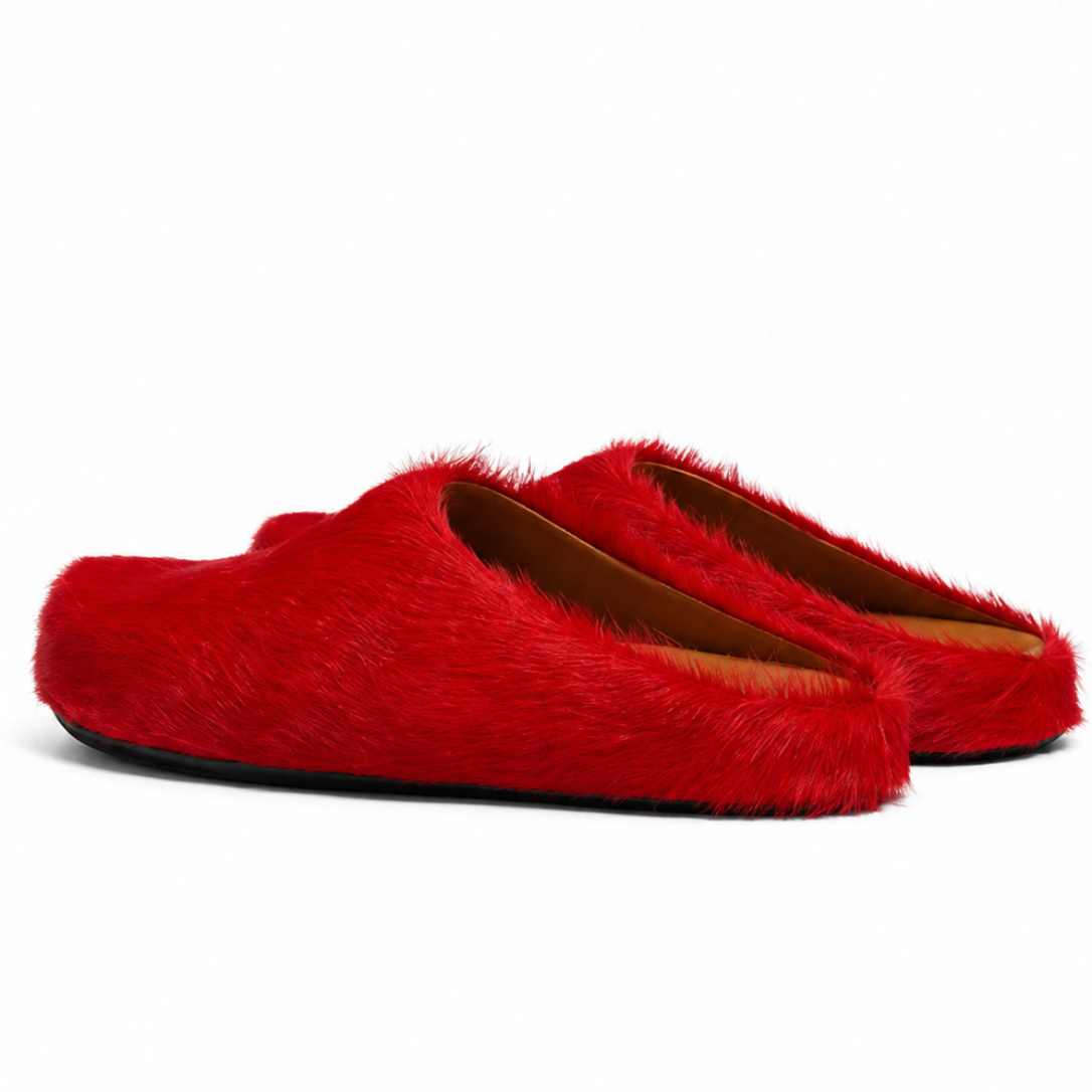 Marni Long Hair Calfskin Fussbett Slippers