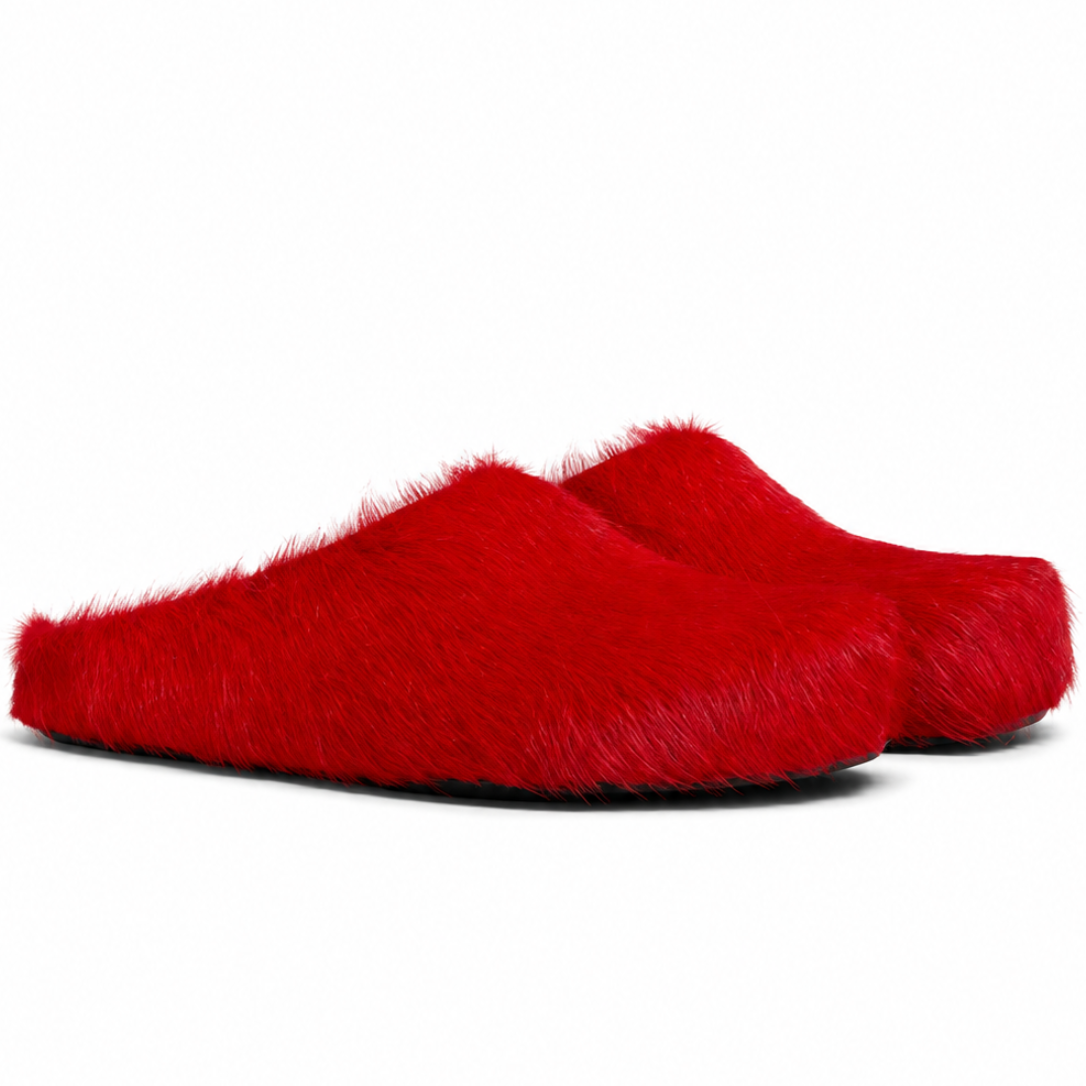 Marni Long Hair Calfskin Fussbett Slippers