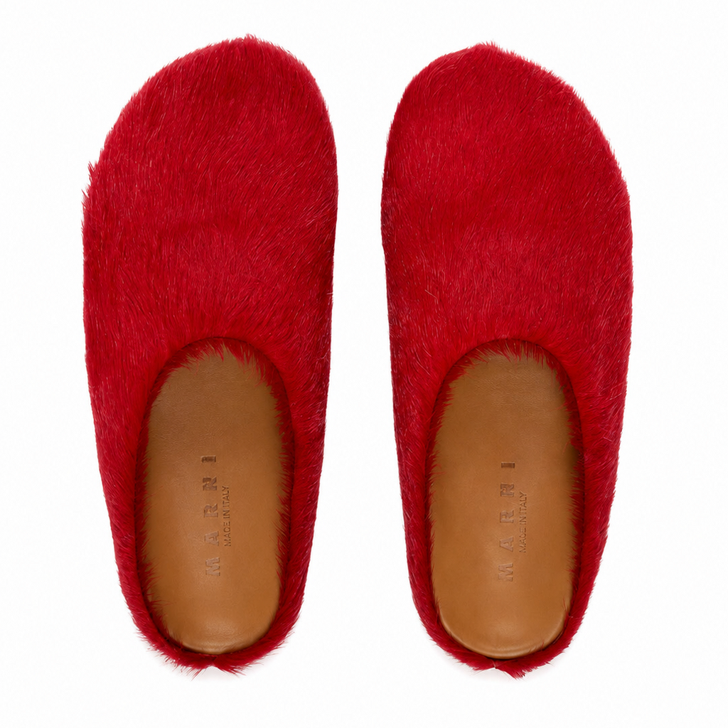 Marni Long Hair Calfskin Fussbett Slippers