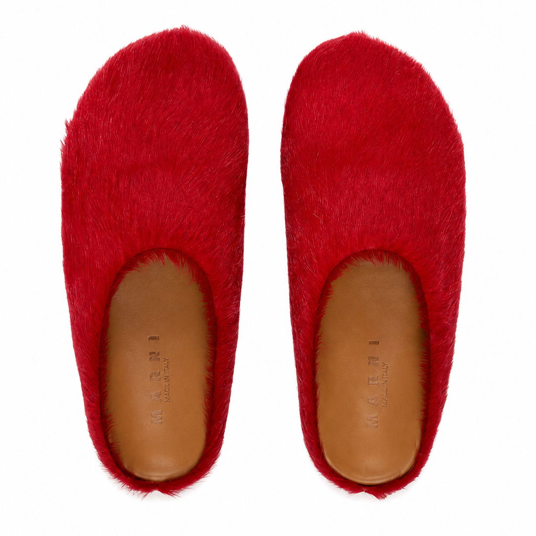 Marni Long Hair Calfskin Fussbett Slippers