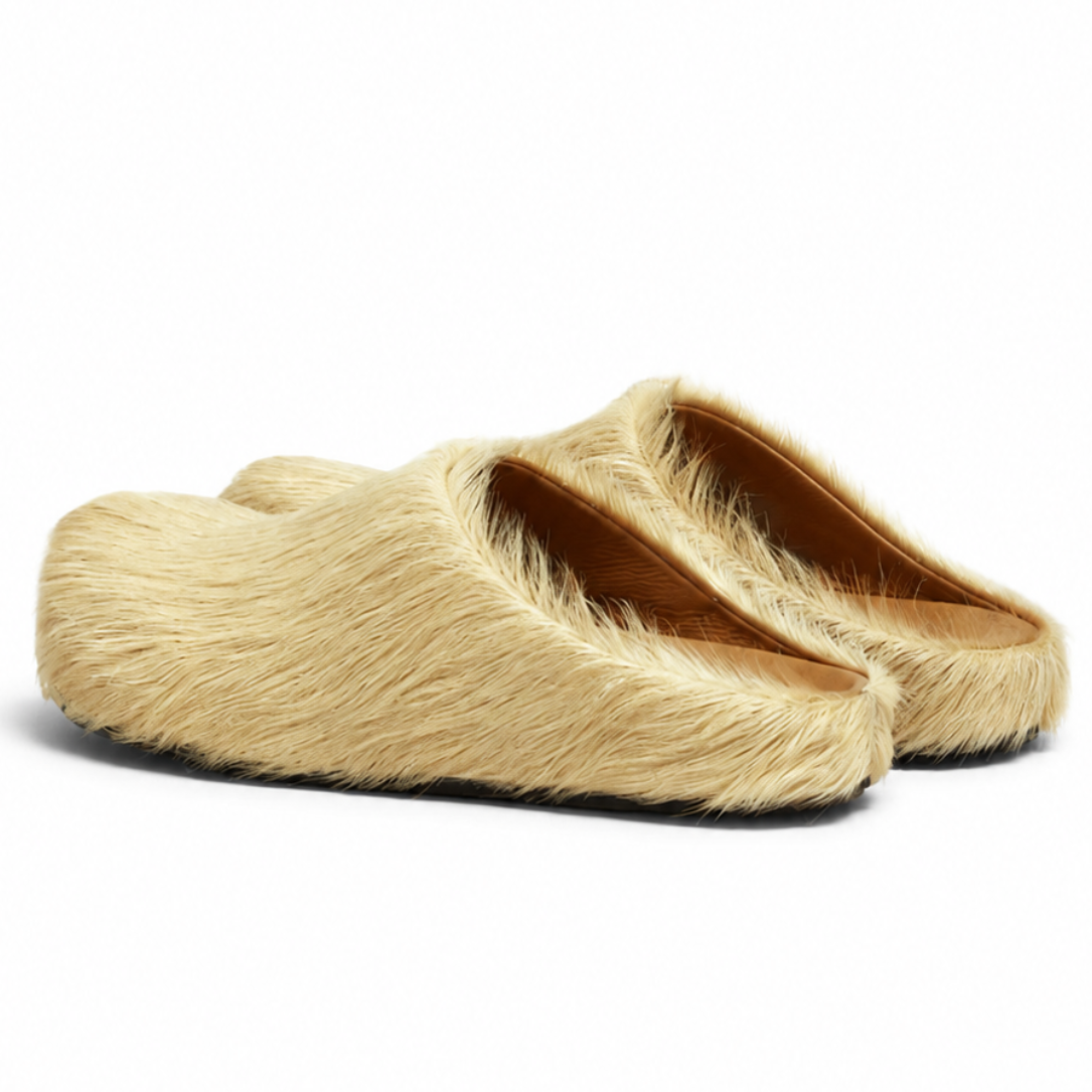 Marni Long Hair Calfskin Fussbett Slippers